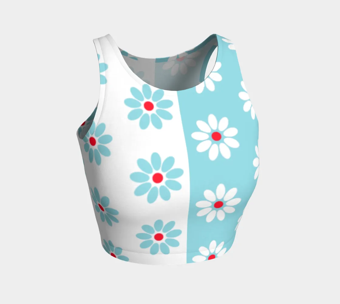 Two Tone Daisy Print Athletic Crop Top