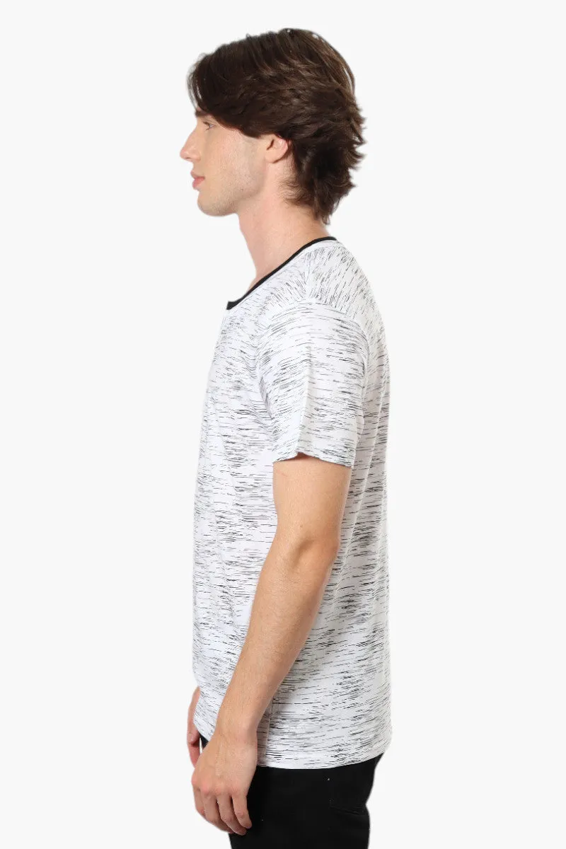 Urbanology Patterned V-Neck Henley Tee - White