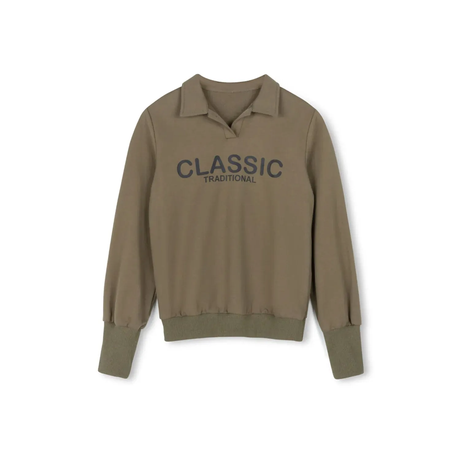 Vibe Olive Bicky Classic Collared Sweatshirt