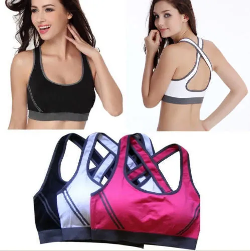 Women Yoga Athletic Sports Bras Crop Bra Tops Seamless Racerback