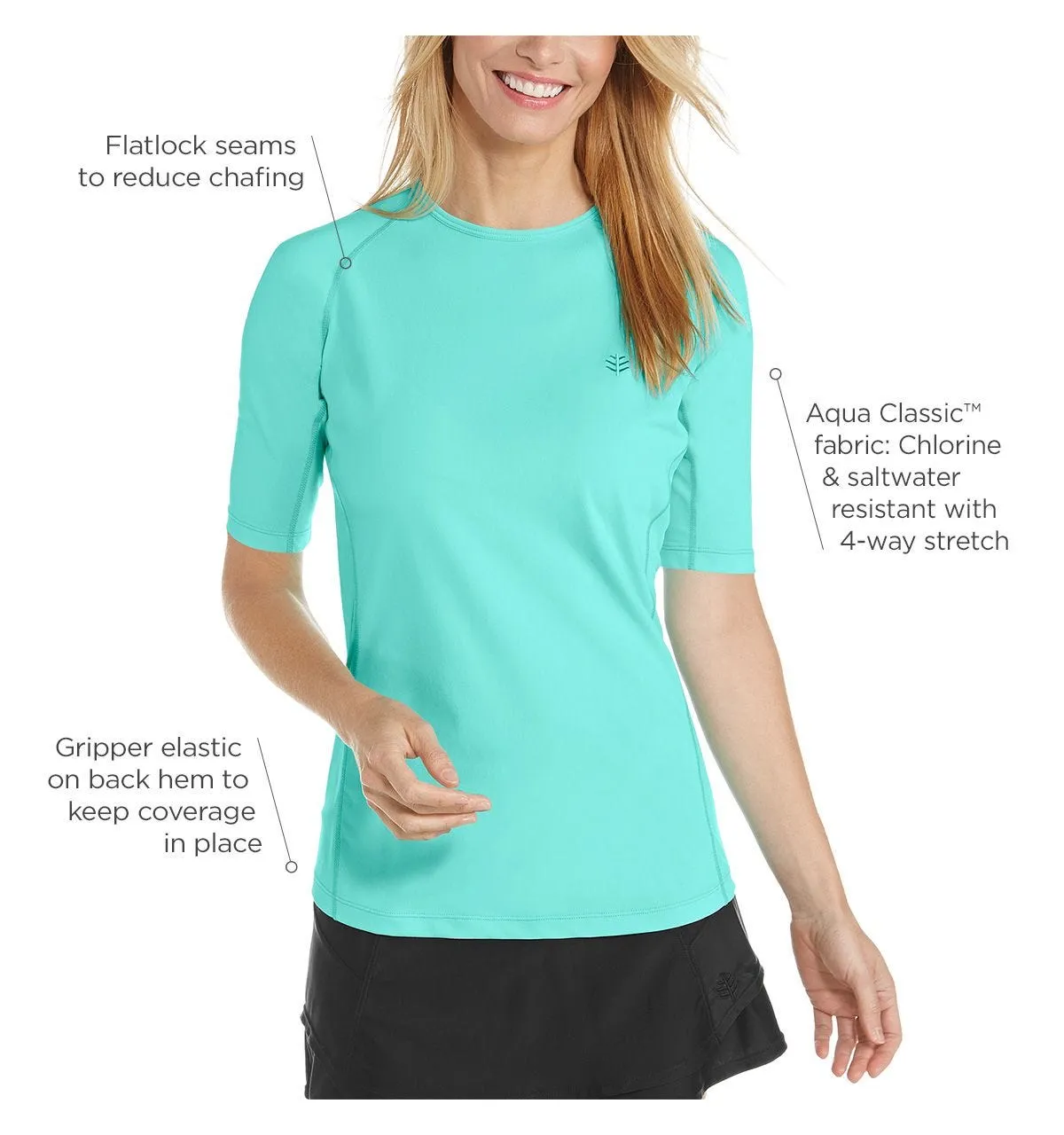 Women's Hightide Short Sleeve Swim Shirt  |  Tropical Mint